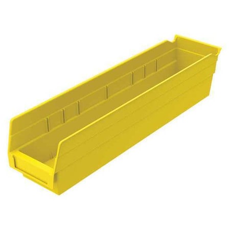 Akro-Mils Shelf Storage Bin, Plastic, Yellow, 4 in H, 4 1/8 in W, 17 7/8 in L 30128YELLO