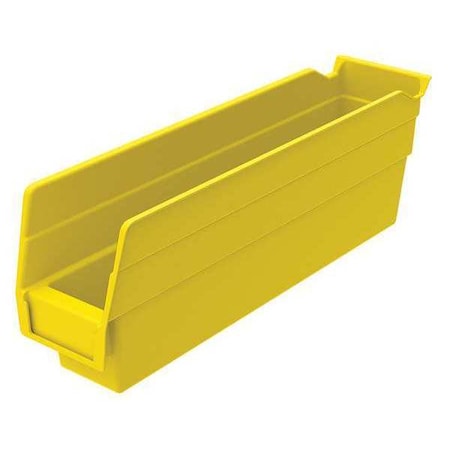 Zoro Select Shelf Storage Bin, Plastic, Yellow, 4 in H, 2 3/4 in W, 11 5/8 in L 30110YELLOBLANK
