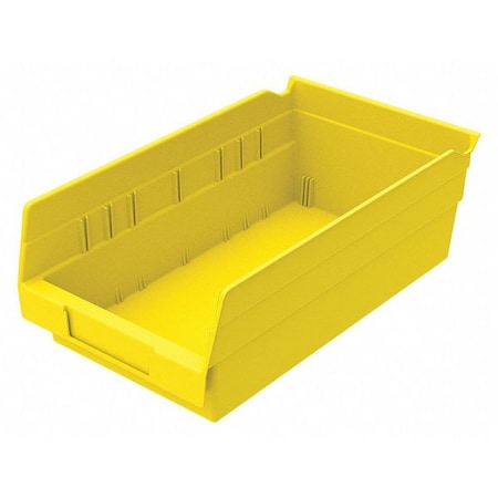 Akro-Mils Shelf Storage Bin, Plastic, Yellow, 4 in H, 6 5/8 in W, 11 5/8 in L 30130YELLO
