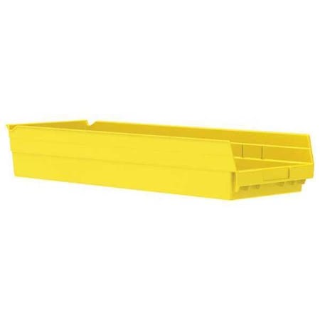Akro-Mils Shelf Storage Bin, Plastic, Yellow, 4 in H, 8 3/8 in W, 23 5/8 in L 30184YELLO