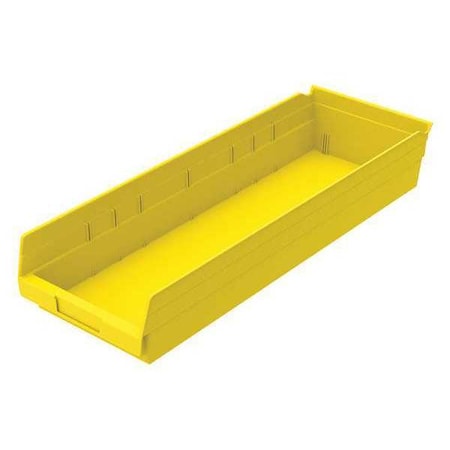 Zoro Select Shelf Storage Bin, Plastic, Yellow, 4 in H, 8 3/8 in W, 23 5/8 in L 30184YELLOBLANK