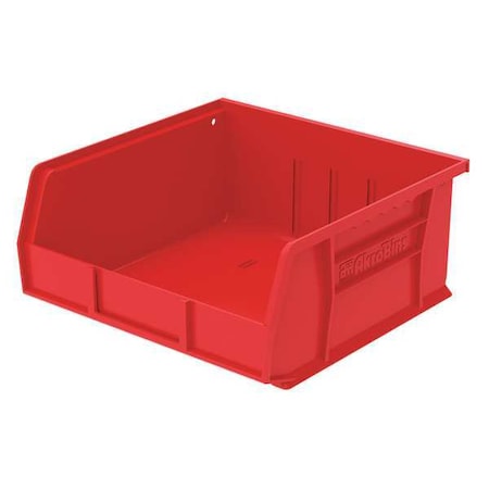 Akro-Mils Hang & Stack Storage Bin, 11 in W x 10-7/8 in L x 5 in H, 50 lb Load Capacity, Red, Plastic 30235RED