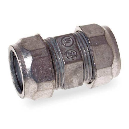 Zoro Select EMT Coupling, 1-1/4 in, Compression, Zinc Alloy, Plain 3LT98
