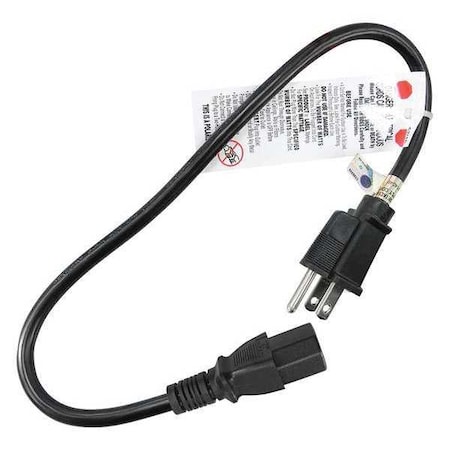 ZORO SELECT Power Cord, 5-15P, SJT, 2 ft., Blk, 15A, 14/3 5XFL6ID