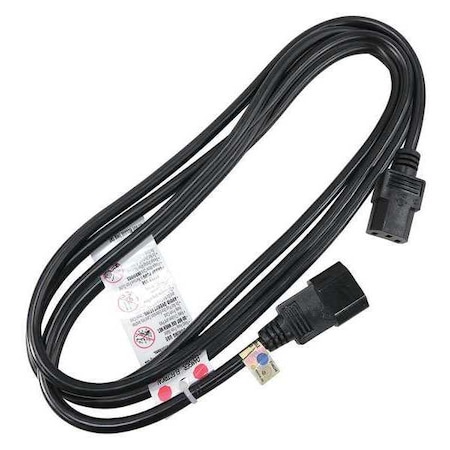Zoro Select Power Cord, IEC C14, SJT, 10 ft., Blk, 10A, 18/3 5XFT2ID