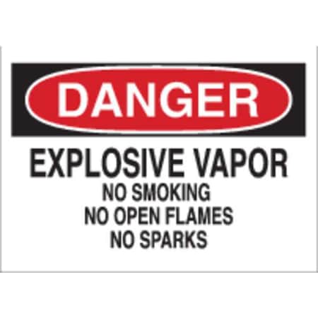 Brady Danger No Smoking Sign, 7" H, 10" W, Polyester, Rectangle, English, 85165 85165