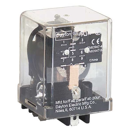 Dayton Plug-In Relay, 24VAC Coil Volts, Square, 5 Pin, SPDT 5X834