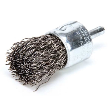 WEILER Crimped Wire End Wire Brush, Steel, 1" 93127