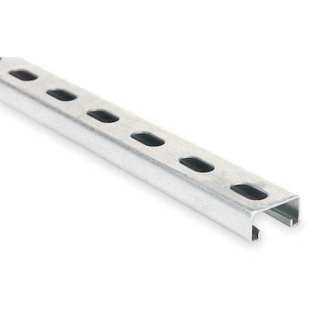 Superstrut Single Channel Strut, Slotted, Steel, Galvanized, 9/16 in x 1-1/8 in Hole Size, Silver B1400HS 20PG