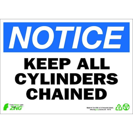 Zing Notice Sign, 10 in H, 14 in W, Plastic, Rectangle, English, 2142 2142