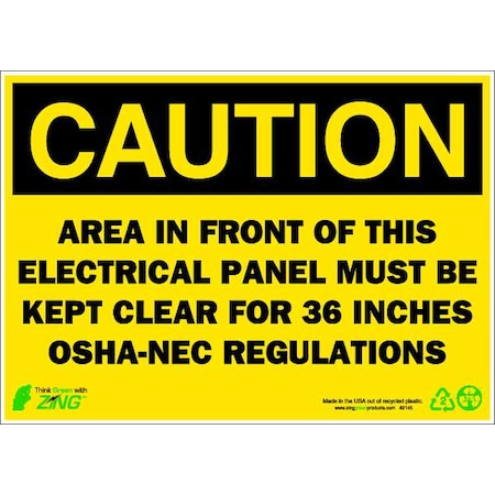 Zing CAUTION Sign, Electrical Panel, 7X10", AL 1145A