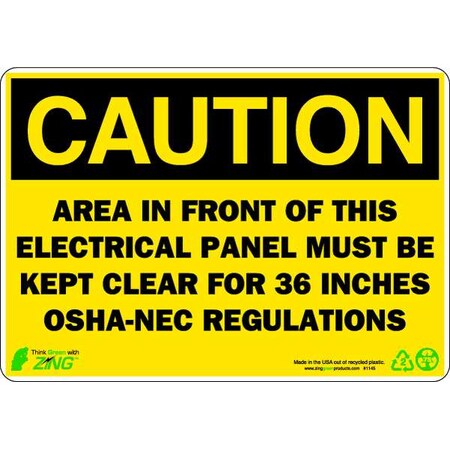 Zing Caution Sign, 7 in Height, 10 in Width, Plastic, Rectangle, English 1145