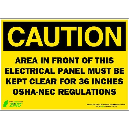 Zing CAUTION Sign, Electrical Panel, 10X14", ADH 2145S