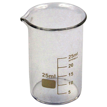 Zoro Select Beaker, Low Form, Glass, 25mL, PK12 5YGY8