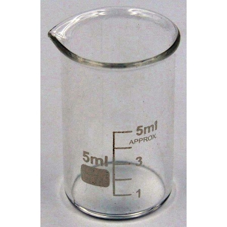 Zoro Select Beaker, Low Form, Glass, 5mL, PK12 5YGY6