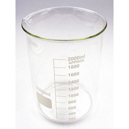 Zoro Select Beaker, Low Form, Glass, 2000mL, PK4 5YGZ8