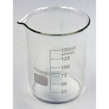 Zoro Select Beaker, Low Form, Glass, 150mL, PK12 5YGZ1
