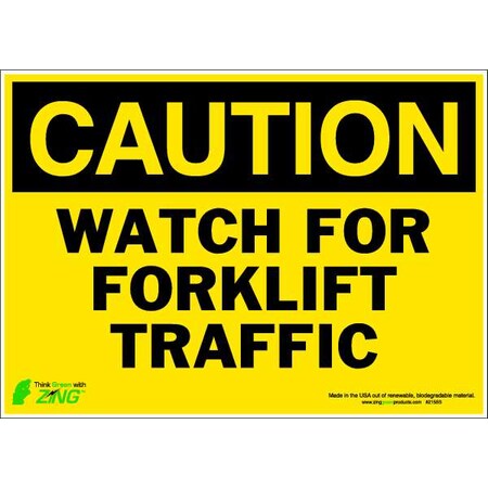 Zing Caution Sign, 10" H, 14" W, Polyester, Rectangle, English, 2155S 2155S