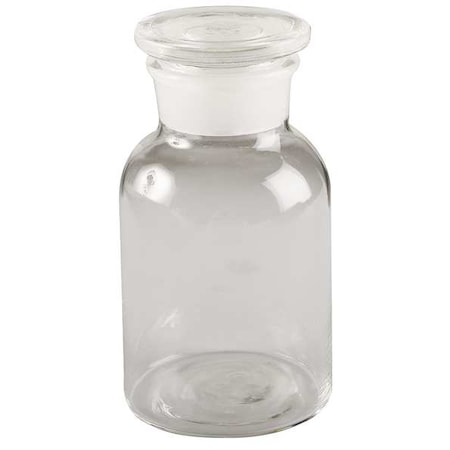 Lab Safety Supply Reagent Bottle, Clear, Wide, 500 mL, PK6 5YHH5