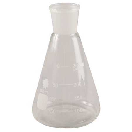 Zoro Select Conical Flask, Ground Mouth, 250 mL, PK12 (Formerly Lab Safety Supply) 5YHR2