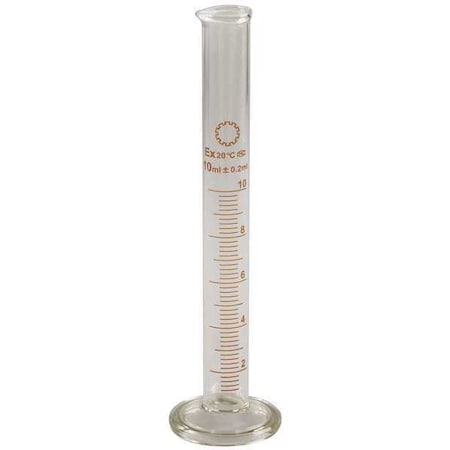Zoro Select Graduated Cylinder, 10mL, Glass, Clear, PK12 5YHX8