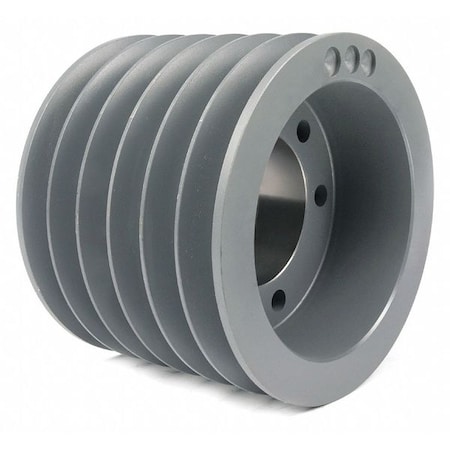 Zoro Select 7/8 in to 3-1/2 in Quick Detachable Bushed Bore 6 Groove V-Belt Pulley 8 in OD 5V806