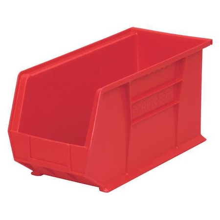Akro-Mils Hang & Stack Storage Bin, Plastic, Red, 9 in H, 8 1/4 in W, 18 in L 30265RED