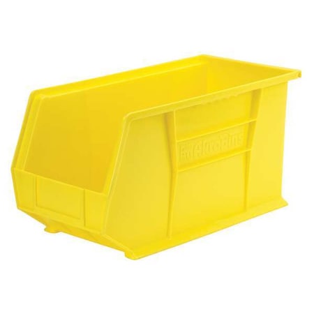 Akro-Mils Hang & Stack Storage Bin, Plastic, Yellow, 9 in H, 8 1/4 in W, 18 in L 30265YELLO