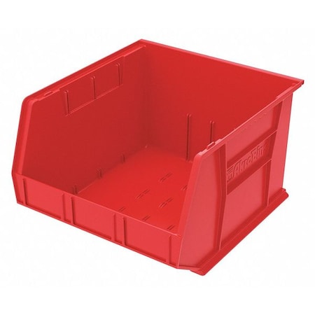 Akro-Mils Hang & Stack Storage Bin, Plastic, Red, 11 in H, 16 1/2 in W, 18 in L 30270RED