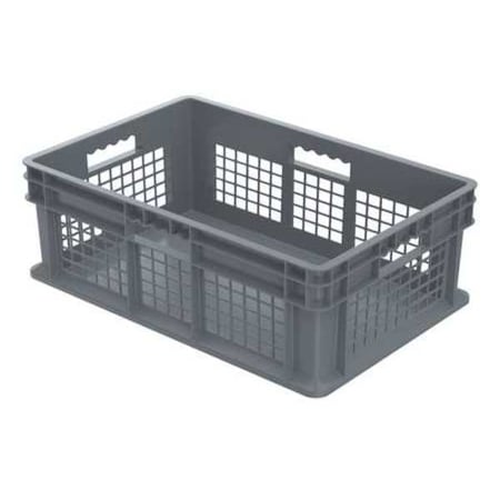 Akro-Mils Vented & Stackable Straight Wall Storage Container, 13.3 gal, Gray, Industrial Grade Polymer 37678GREY