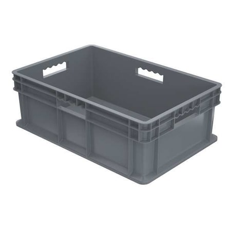 AKRO-MILS Straight Wall Container, Gray, Industrial Grade Polymer, 23 3/4 in L, 15 3/4 in W, 8 1/4 in H 37688GREY