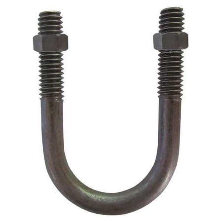 Zoro Select Round U-Bolt, 1/4"-20, 9/16 in W, 1 1/4 in H, Plain Stainless Steel, 10 PK U17567.025.0025