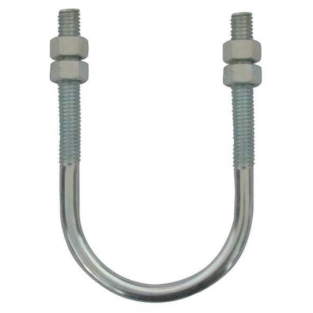 Zoro Select Round U-Bolt, 1/4"-20, 1 3/8 in W, 3 7/16 in H, Plain Stainless Steel U17277.025.0100