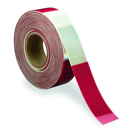 3M Premium Grade Reflective Tape Reflective Sheeting 6 in Red/6 in White, 2 in W x 50 yd L 983-326-6