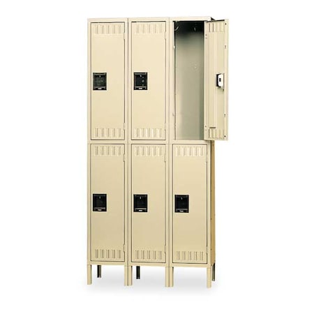 Tennsco Wardrobe Locker, 36 in W, 18 in D, 78 in H, (2) Tier, (3) Wide, Sand DTS-121836-3SAND