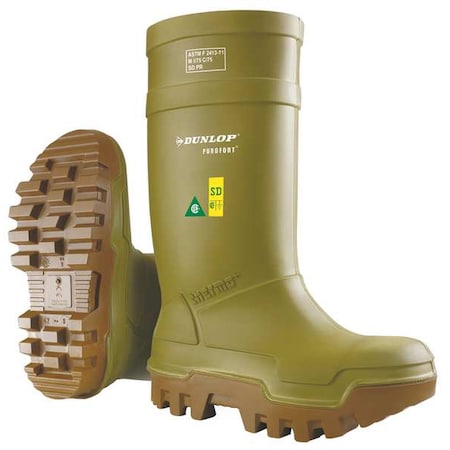 Dunlop Men's Dunlop Rubber Boot, Steel Toe, 16" Height, Green, 6 E662843