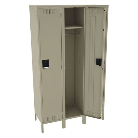 Tennsco Wardrobe Locker, 45 in W, 18 in D, 78 in H, (1) Tier, (3) Wide, Sand STS-151872-3 SAND