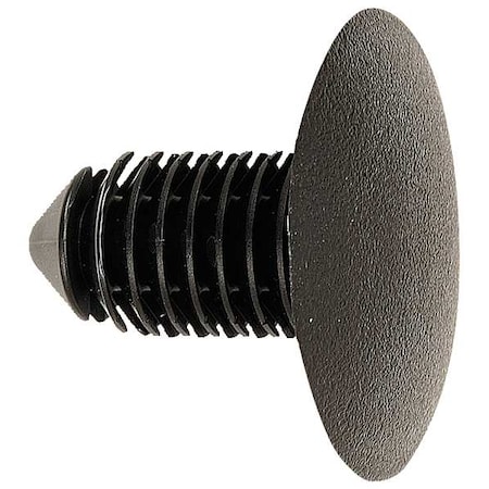 Zoro Select Push-In Rivet, Dome Head, 9.5 mm Dia., 19 mm L, Plastic Body, 25 PK 5ZLY9