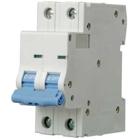 Dayton Circuit Breaker, NDB2-63 B2/2 Series, 2A, 2 Pole, 480V AC, 7.5kA at 480V AC, B Curve 5ZUX1