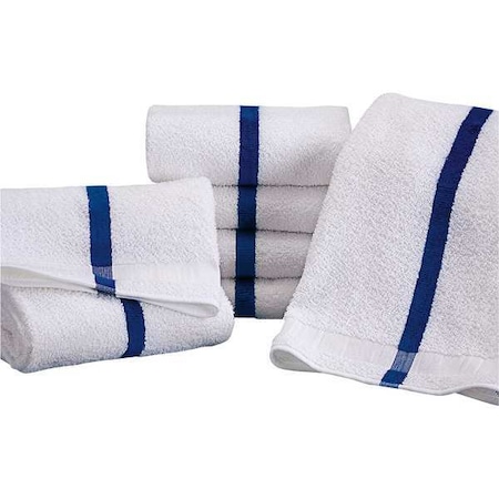 Martex Pool Towel, w/Blue Stripe, 20x40, PK12 7133199