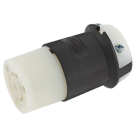 Hubbell Wiring Device-Kellems Locking Connector, L7-20R, 20 A, 277V AC, Single Phase, 2 Pole, Screw Terminals, Black, White HBL2333