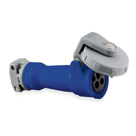 Hubbell Wiring Device-Kellems Pin & Sleeve Plug, 60 A, 250V AC, Three Phase, 3 Pole, IEC Grounding, Blue, NEMA 4X HBL460P9V05