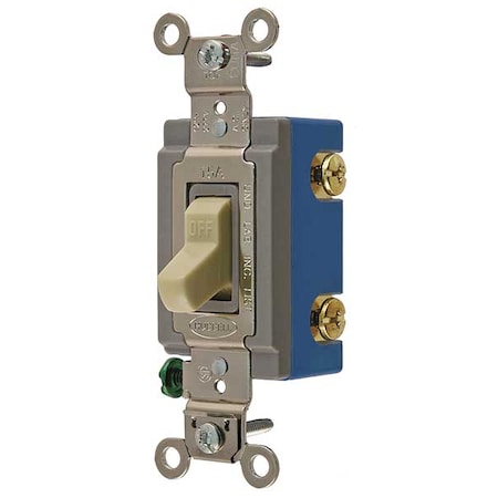 Hubbell Wiring Device-Kellems Wall Swtch, 2-Pol, 120/277V, 15A, Ivry, Toggl HBL1202I
