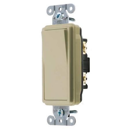 Hubbell Wiring Device-Kellems Wall Switch, 1-Pole, 120/277V, 15A, Ivory DS115I