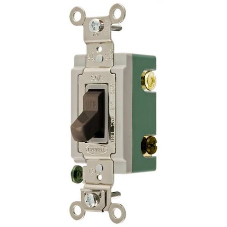 Hubbell Wiring Device-Kellems Wall Switch, 3-Way, 120/277V, 30A, Brn, Toggl HBL3033