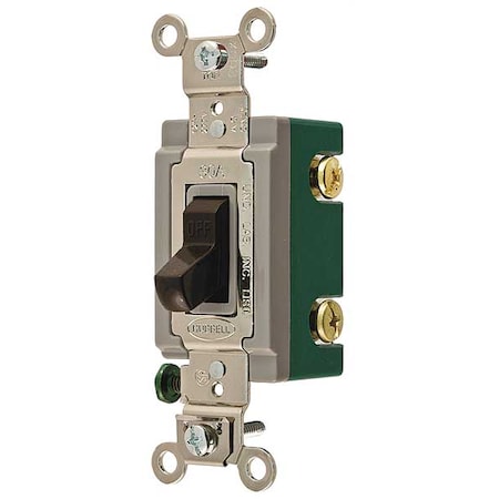 Hubbell Wiring Device-Kellems Wall Swtch, 2-Pole, 120/277V, 30A, Brn, Toggl HBL3032
