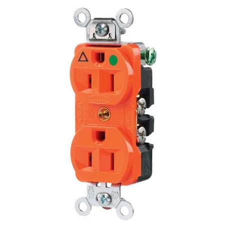 Hubbell Wiring Device-Kellems Duplex Straight Blade Receptacle, 5-15R, 15 A, 125V AC, 2 Pole, 3 Wire, Flush Mount IG8200