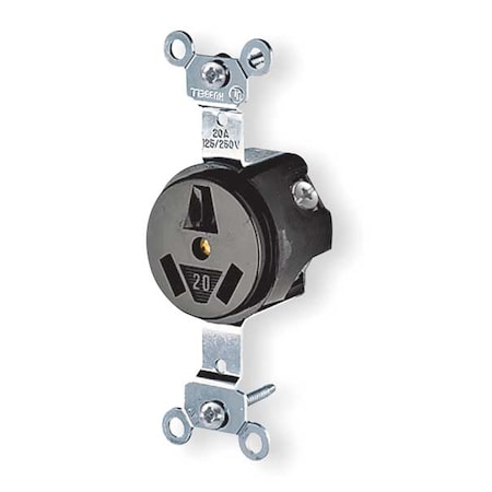 Hubbell Wiring Device-Kellems Straight Blade Receptacle, 10-20R, 20 A, 125/250V AC, 3 Pole, 3 Wire, Flush Mount, Non-Grounded HBL6810