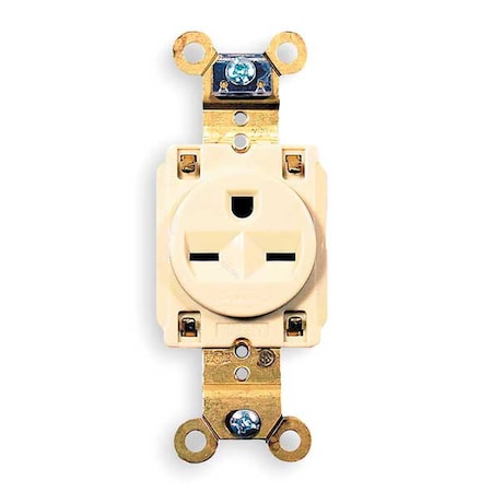 Hubbell Wiring Device-Kellems Straight Blade Receptacle, 6-15R, 15 A, 250V AC, 2 Pole, 3 Wire, Flush Mount, Grounded HBL5661I