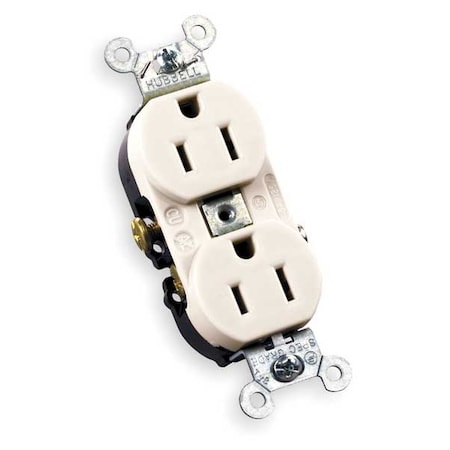 HUBBELL 15A Duplex Receptacle 125VAC 5-15R WH CR15WHI